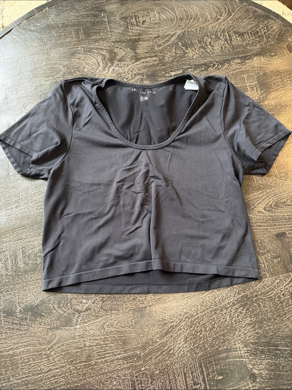 American Eagle Outfitters Black Scoop Neck Crop Top